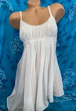 In Bloom Short Ivory Bridal Embroidered Pearl Lace Chiffon Nightgown Gown S Flaw