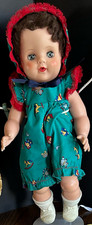 Vtg 15 Baby Girl Doll Brown Curly Hair Green Outfit w/ Shoes MPN V-16