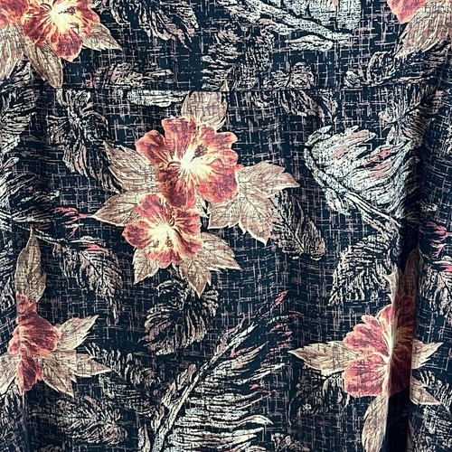 Boca Classics Sz Large tropical Hawaiian camp shirt. Hibiscus and ferns on black - Picture 3 of 6