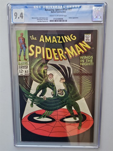AMAZING SPIDER-MAN #63 CGC 9.4 AUGUST 1968 VULTURE JOHN ROMITA MARVEL COMICS