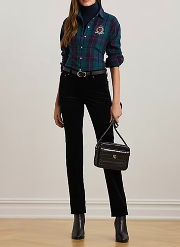 Lauren Ralph Lauren Damen Relaxed-Fit schwarz Uhr kariertes Hemd grün bunt L neu mit Etikett - Bild 6 von 12