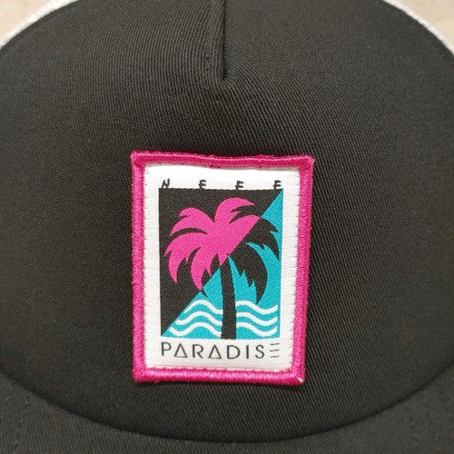 Neff Trucker Hat Paradise Palm Tree Patch Black White Adjustable - Picture 2 of 19