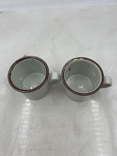 Vintage Dansk Designs Denmark Stoneware Mugs Brown Trim Set of 2 Coffee Cups - Picture 5 of 11