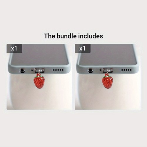 Cartoon Strawberry Phone Dust Plug Type- Charging Port Protector Phone Dust P-mx - Zdjęcie 4 z 5