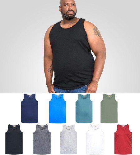 D555 Duke Big Mens Muscle Vest T-Shirt Cotton Sleeveless Gym Tank Top Plus Size - Picture 2 of 46