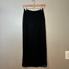 Vintage Express Black Maxi Skirt Sheer Overlay Lined 90s Minimalist Size 3/4 CBK