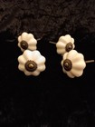 Set 4 Reclaimed White Round Flower Pumpkin Ceramic Cabinet Drawer Handles Knobs