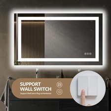 40x32 Inch Frameless LED Smart Bathroom Mirror with Dimmable Lighting 