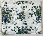 Vintage Waverly SWEET VIOLETS Ivy Leaves Queen Flat Sheet Fabric Blue Green EUC