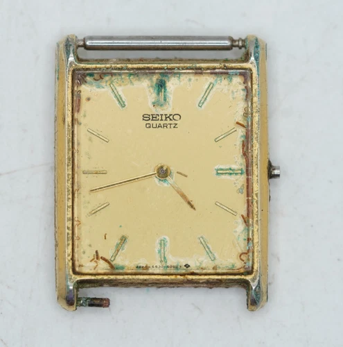 Vintage Seiko Quartz Gold-Tone Tank 6530-5079 Watch Dial Only - As Is / Resto