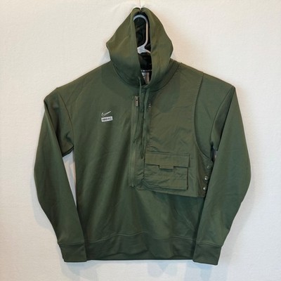 Nike Mens F.C. Libero Utility Hoodie Olive Green M Detachable Vest DJ0378-326