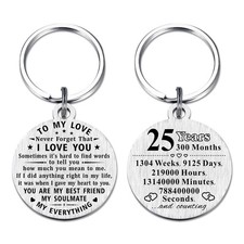 25th Anniversary Keychain Gifts Steel Engraved 25 Year Anniversary Decoration