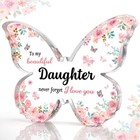 Daughter Gifts from Mom Dad, 5x3.8x0.6 Inch Butterfly-Shaped Acrylic Pink