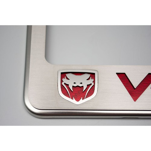 Plate Frame Green C-Fiber "Viper SRT 10" Inlay&Fangs for 2003-2007 Viper - Picture 3 of 5