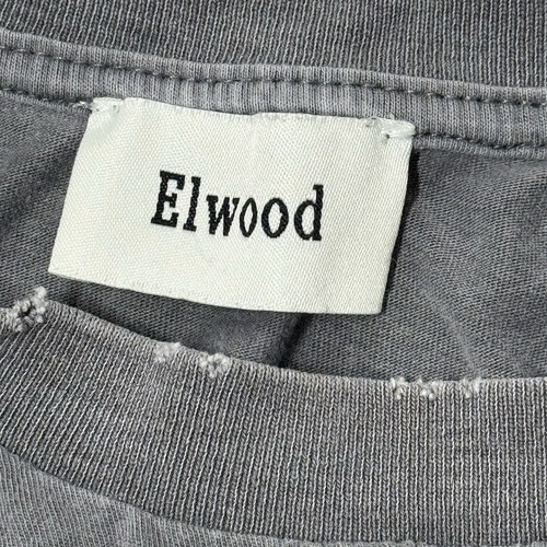 Elwood Core T Shirt Uomo L Grigio Lavaggio Acido Punto Singolo Distressed Retrò Città - Foto 3 di 7
