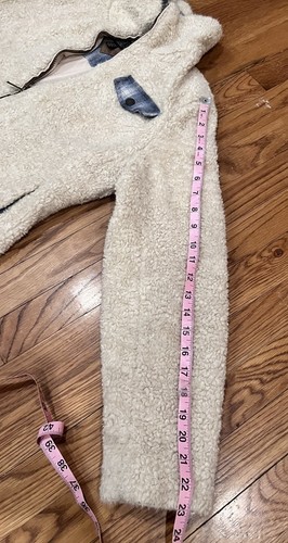 Pendleton Teddy Sherpa Jacket Coat Full Zip Cream Beige Fuzzy Fleece S Plaid - Picture 7 of 9