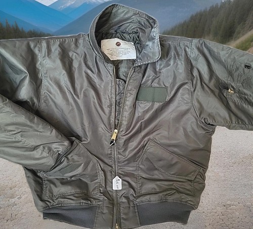 Y2k Vintage Herren Flieger Bomber Jacke 2xl Militärgrün Gefüttert Fallschirm Mantel Xx