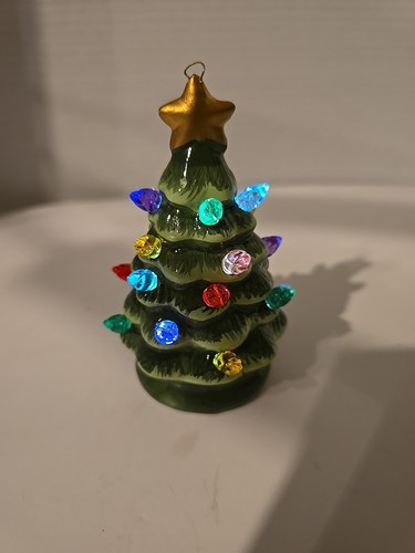 Mr. Christmas Nostalgic Green Ceramic Light Up Tree 4" Ornament Tested Working - Picture 6 of 8