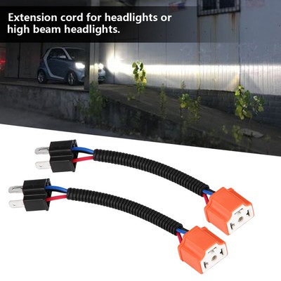 _2Pcs H4/9003/HB2 Ceramic Connector Plug Socket Extension Wiring Harness Sockets