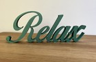 Green Relax Word Sign Living Room Bathroom Decor Ornament Freestanding 
