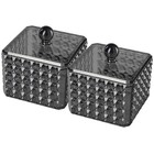 2 Pcs Acrylic Pattern Makeup Cotton Storage Box with Lid