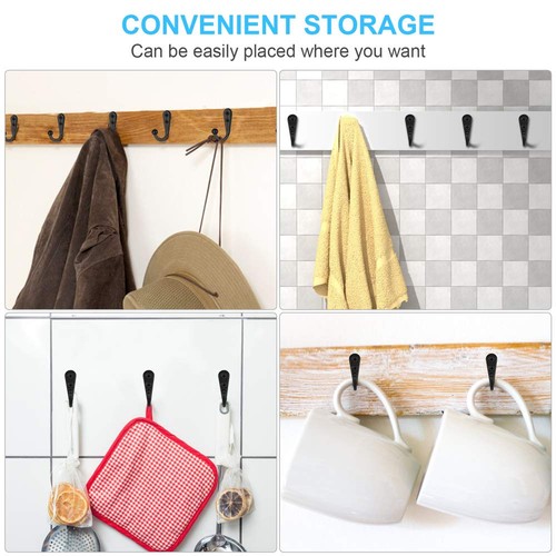 Wall Mounted Hooks Coat, Metal for Hanging Coats, Towel , Keys Closet Bag 10 Pcs - Picture 2 of 12