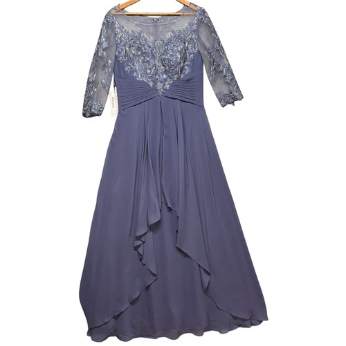 JJ's House Stormy A-Linie Illusion Blumen Spitze Chiffon Cascading Rüschen Kleid 12 - Bild 1 von 8