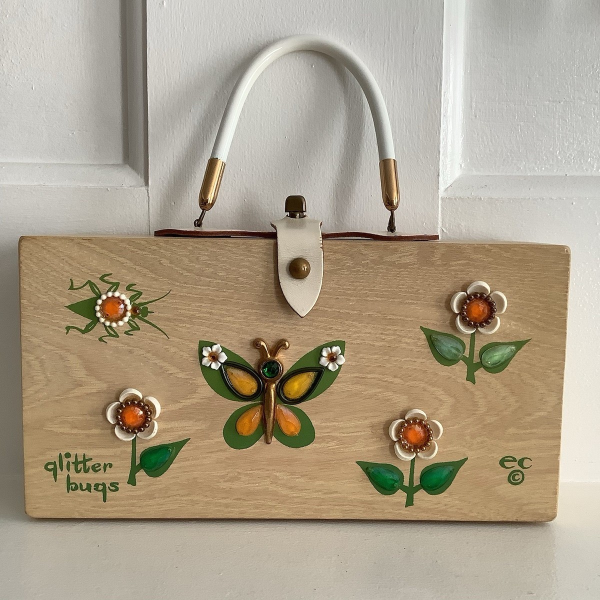 Vintage ENID COLLINS of Texas 1966 Glitter Bugs Butterfly Wooden