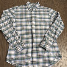 Ralph Lauren Polo Mens Custom Fit Button-Down Oxford Shirt Plaid Preppy Small S
