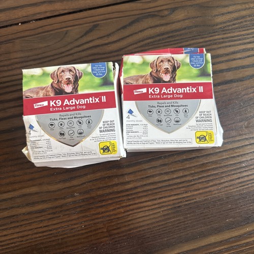 2x K9 Advantix II Monthly Flea & Tick Prevention for XL Dogs 55 lbs+, 4 Doses