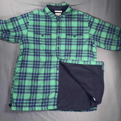 LL Bean Shirt Men's XL Tall Green Plaid Flannel Fleece Lined Heritage Outdoor - Picture 4 of 8