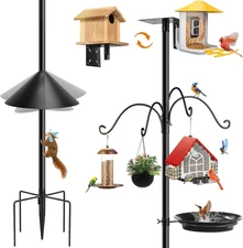 Bird Feeder Station with Squirrel Baffle and Bird Bath,Squirrel Proof for Bird P