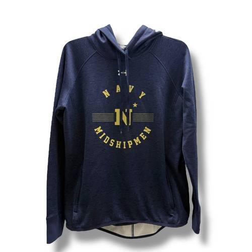 Felpa con cappuccio Under Armour Navy Midshipmen blu oro donna taglia small fori pollice - Foto 3 di 9