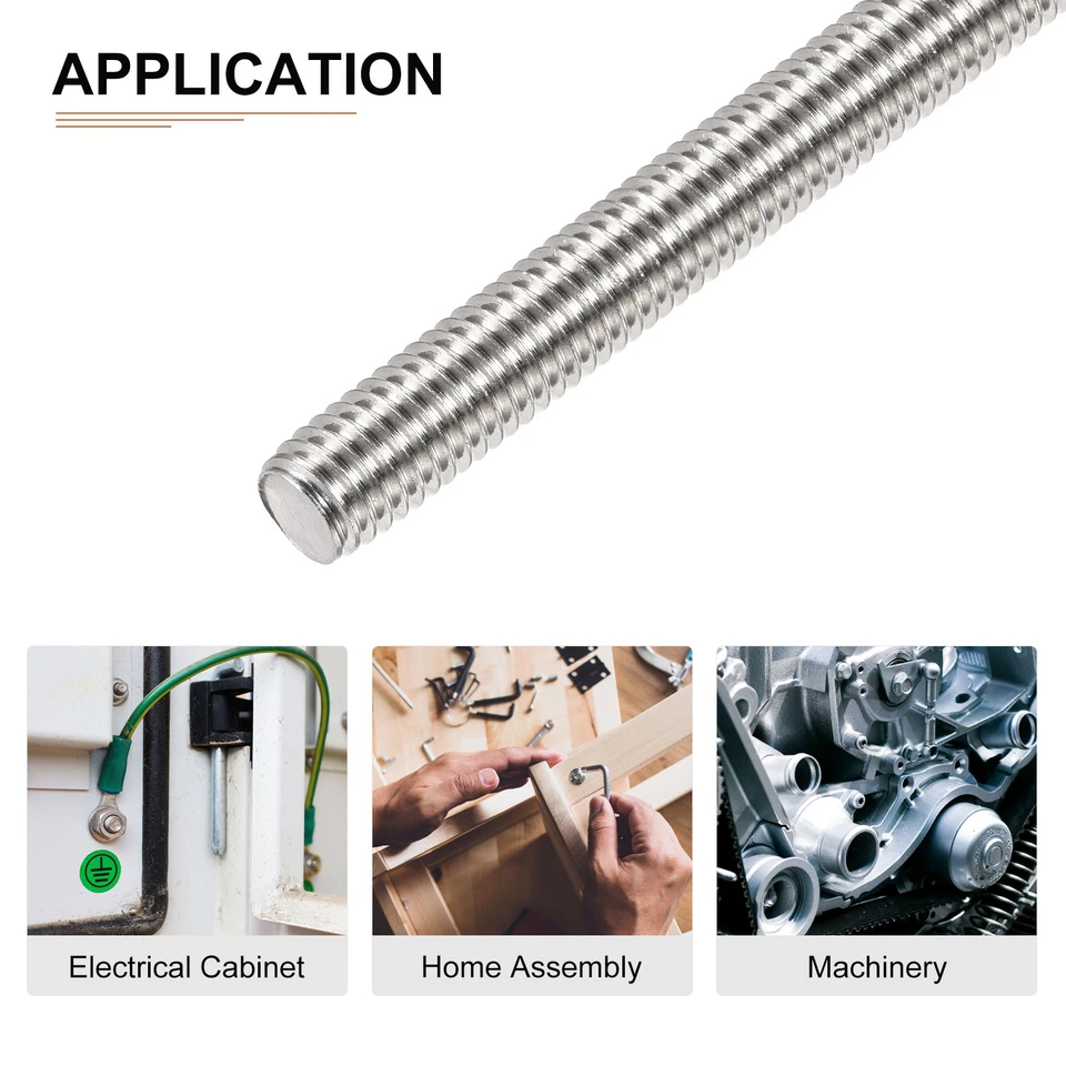 4Pack M8x1.25x150mm Fully Threaded Rod 304 Stainless Steel Rods Bar Studs Silver Foto 4 de 4