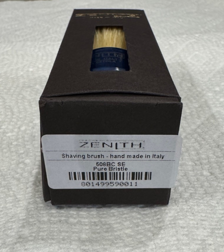 Zenith Shaving Brush Bleached Boar Cobalt Blue Chubby Handle 27x57mm Italian New - Picture 11 of 11