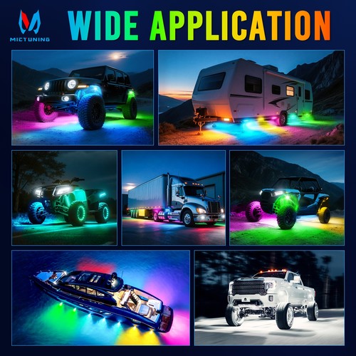 MICTUNING 8/12/16/20Pods Q1 RGB+IC LED Rock Lights Truck LED Underglow Neon Lamp - Picture 49 of 55