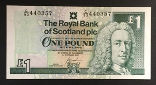 Banknote Of Scotland One Pound. Royal Bank Of Scotland. 2001. Uncirculated Note.
