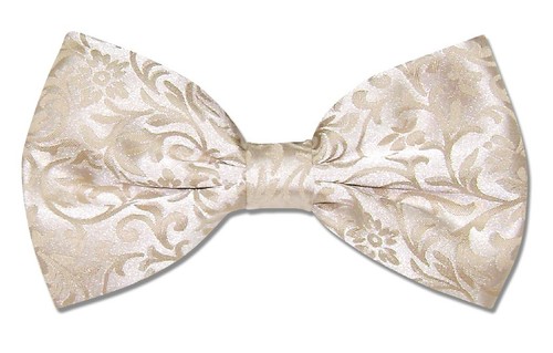 Antonio Ricci Men's BOWTie CREAM Paisley Design Mens Bow Tie for Tuxedo or Suit - Picture 2 of 2