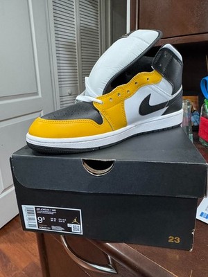 Nike Air Jordan 1 Mid Yellow Ochre/Black/W Men's Sneakers-Asst Sz NWB DQ8426-701