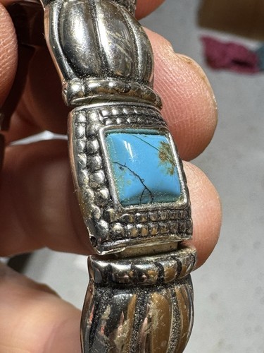 Bijoux Terner Uhr Damen silberfarben Emaille türkis Metallband ohne Batterie " - Bild 7 von 14