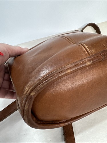 Vintage Coach Schultertasche englisch hellbraun "Bradley Bucket" Leder #9936 - Bild 9 von 17