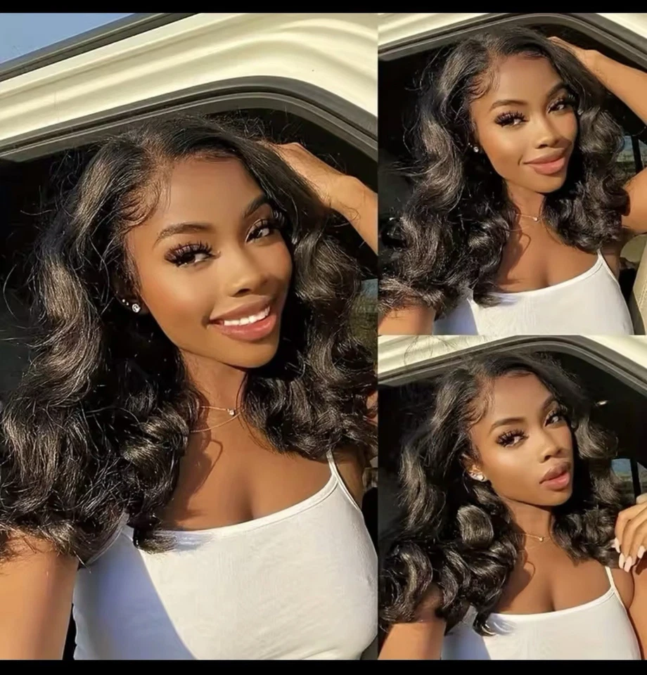 250% Brazilian Human Hair Wig Loose Wave Short Bob Wig Body Wave  - Image 4 of 4