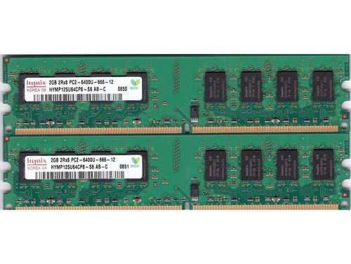 4GB 2x2GB PC2-6400 DDR2-800 HYNIX HYMP125U64CP8-S6 AB-C Desktop Ram Memory Kit - Picture 11 of 12