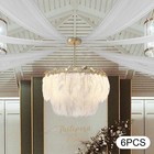 6pcs Weddings Ceiling Drapes Curtains Sheer Voile Backdrop Draping Decor White