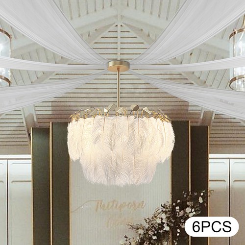 6pcs Weddings Ceiling Drapes Curtains Sheer Voile Backdrop Draping Decor White - Picture 13 of 18