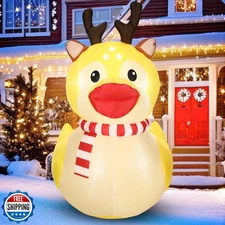 Leyndo 5ft Christmas Inflatables Decoration Outdoor Inflatables Duck with Bui