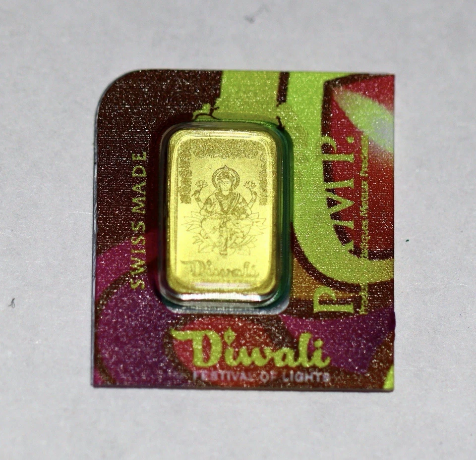 1 Gram Gold Bar PAMP Multigram Diwali Festival Of Lights .9999 Fine Bar