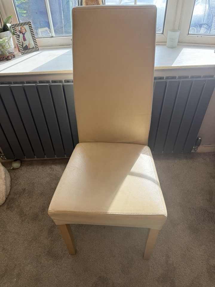 Real Leather Cream Dining Chairs barker And stone house x6 | eBay UK