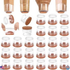 32 Pack Chair Leg Floor Protectors, Silicone Felt Caps for Hardwood Floors
