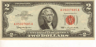 1963 $2 US Note, Red Seal, High Grade Note (J-60) | eBay